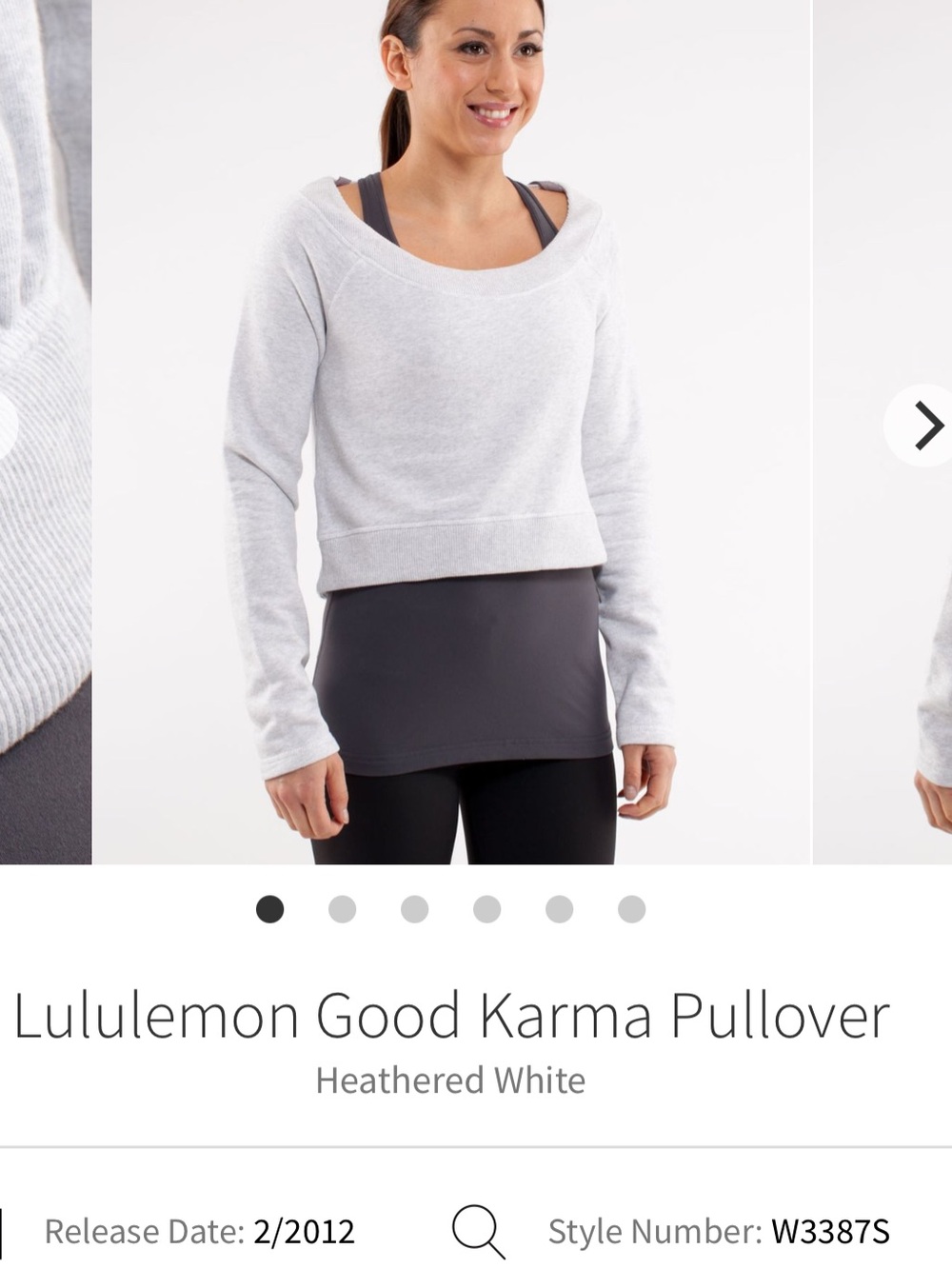 Lululemon Good Karma Cropped Pullover Size 6 Heathered White